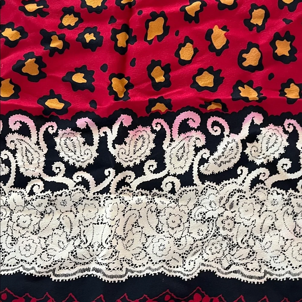 Vintage Christian Dior Silk scarf 34” x 34”leopard and lace pattern luxury